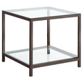Weston Black Nickel 1-Shelf Glass Top Side End Table: Modern Luxury with Tempered Glass and Metal Finish, Black Nickel, 23H x 24W x 26D