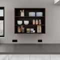 Stained Walnut Open Storage Wall Cabinet