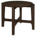 Mavis Dark Brown Round Solid Wood End Table with Cross Beam Legs