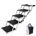 Aluminum Frame Foldable Dog Stairs, 5 Steps Heavy Duty Pet Ramp with Non Slip Surface and Soft Foam Handle, Dogs Stairs for Cars, High Beds, Truck, Supports up to 250 lbs