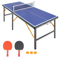 5ft Table Tennis Table Foldable & Portable Ping Pong Table Set for Indoor Games with Net, 2 Table Tennis Paddles and 3 Balls