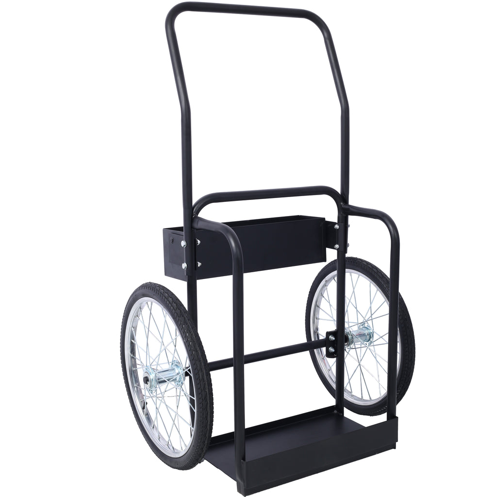 Large Dual Oxygen Tank Cart Dolly Double Cylinder Cart, 20' pneumatic Wheels Includes two fastening belts ,black