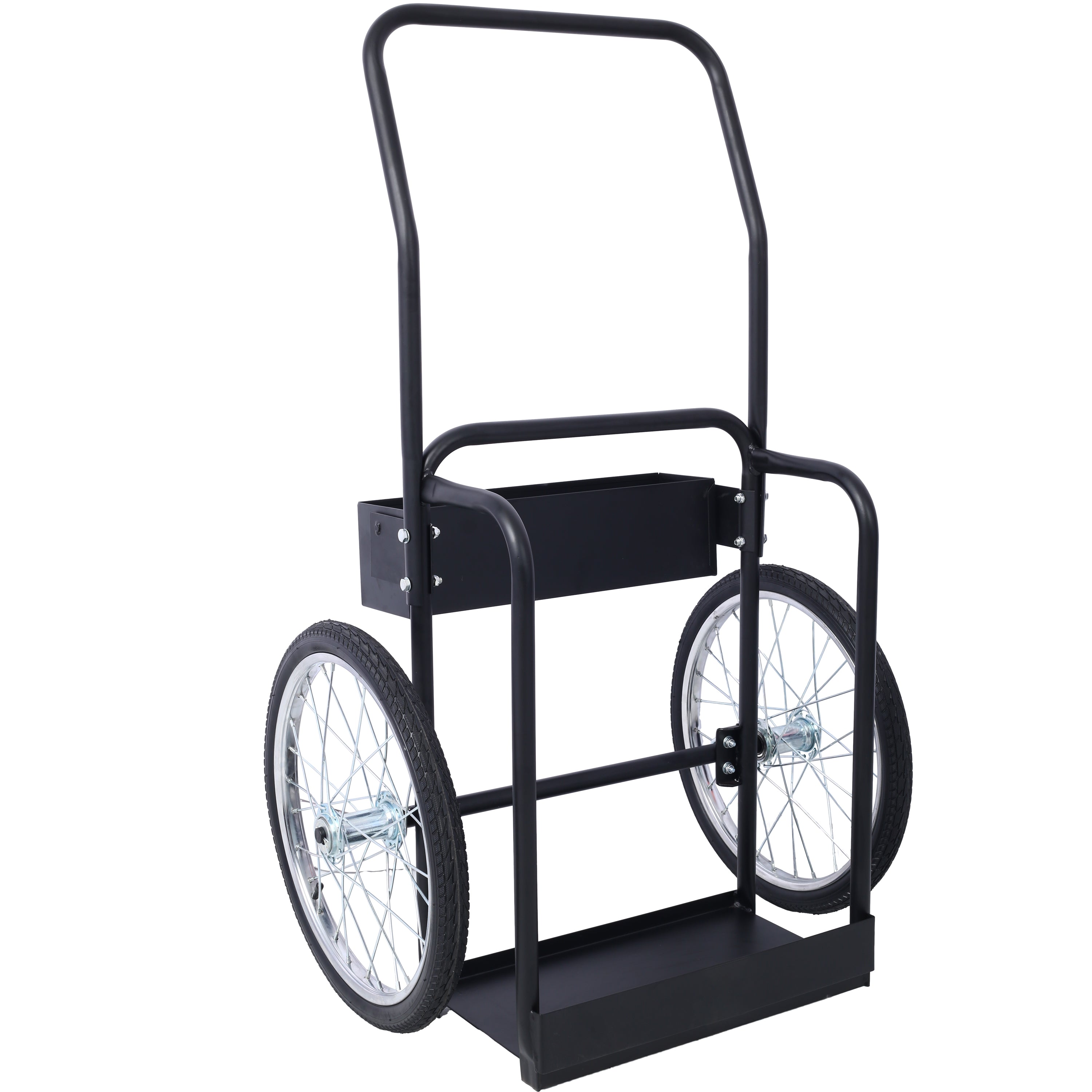 Large Dual Oxygen Tank Cart Dolly Double Cylinder Cart, 20' pneumatic Wheels Includes two fastening belts ,black