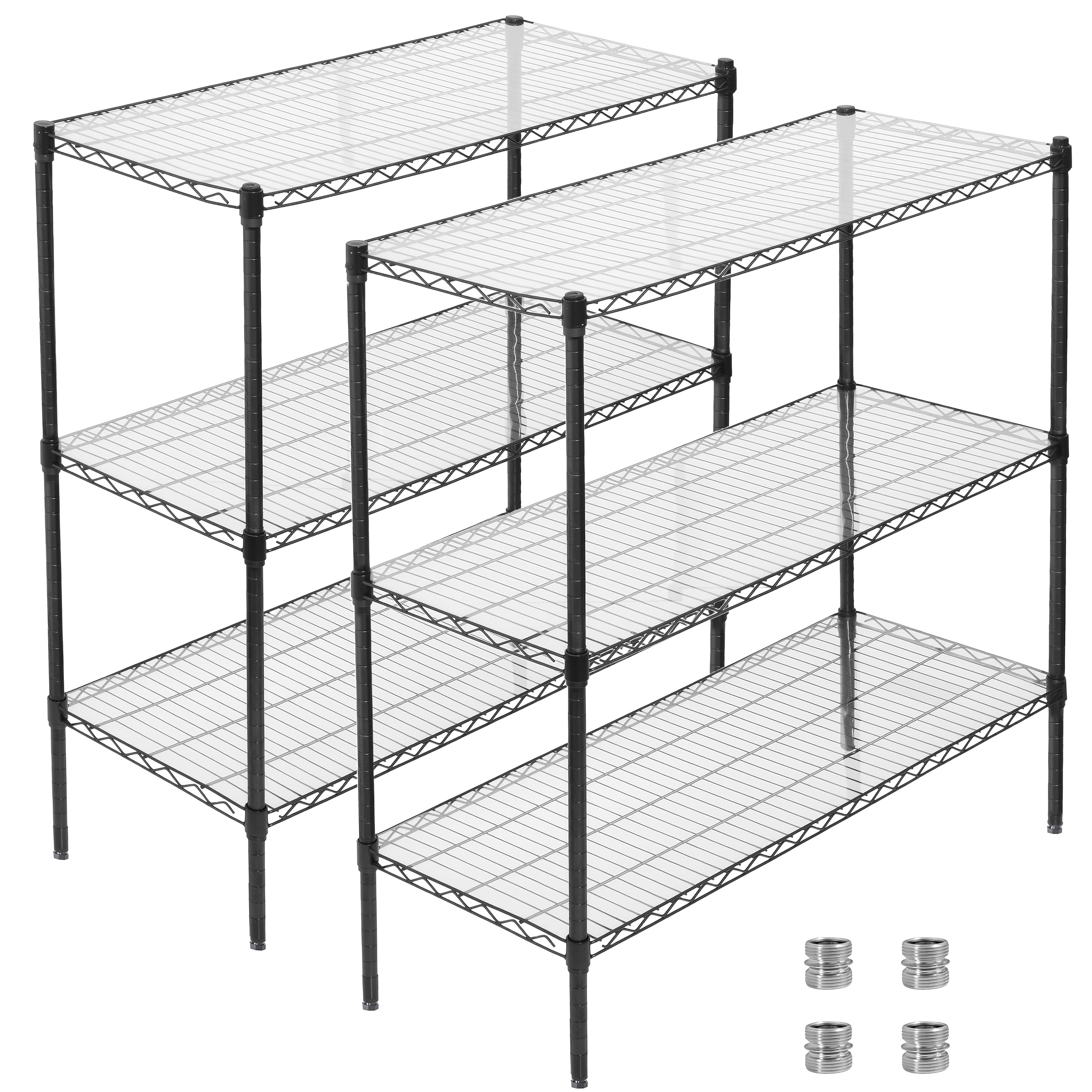 3 Tier Metal Shelf Wire Shelving Unit - Set of 2, 1050lbs Capacity Heavy Duty Adjustable Storage Rack with Shelf Liners, Extensible to 6 Tier 2100lbs Shelving Designs,  48' L x 18' D x 96' H, Black