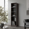 Stained Walnut Bookcase with Open Storage and 5 Shelves
