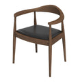 Kelly Mid-Century Modern Solid Wood Dining Chair with Leather Seat in Black and Brown
