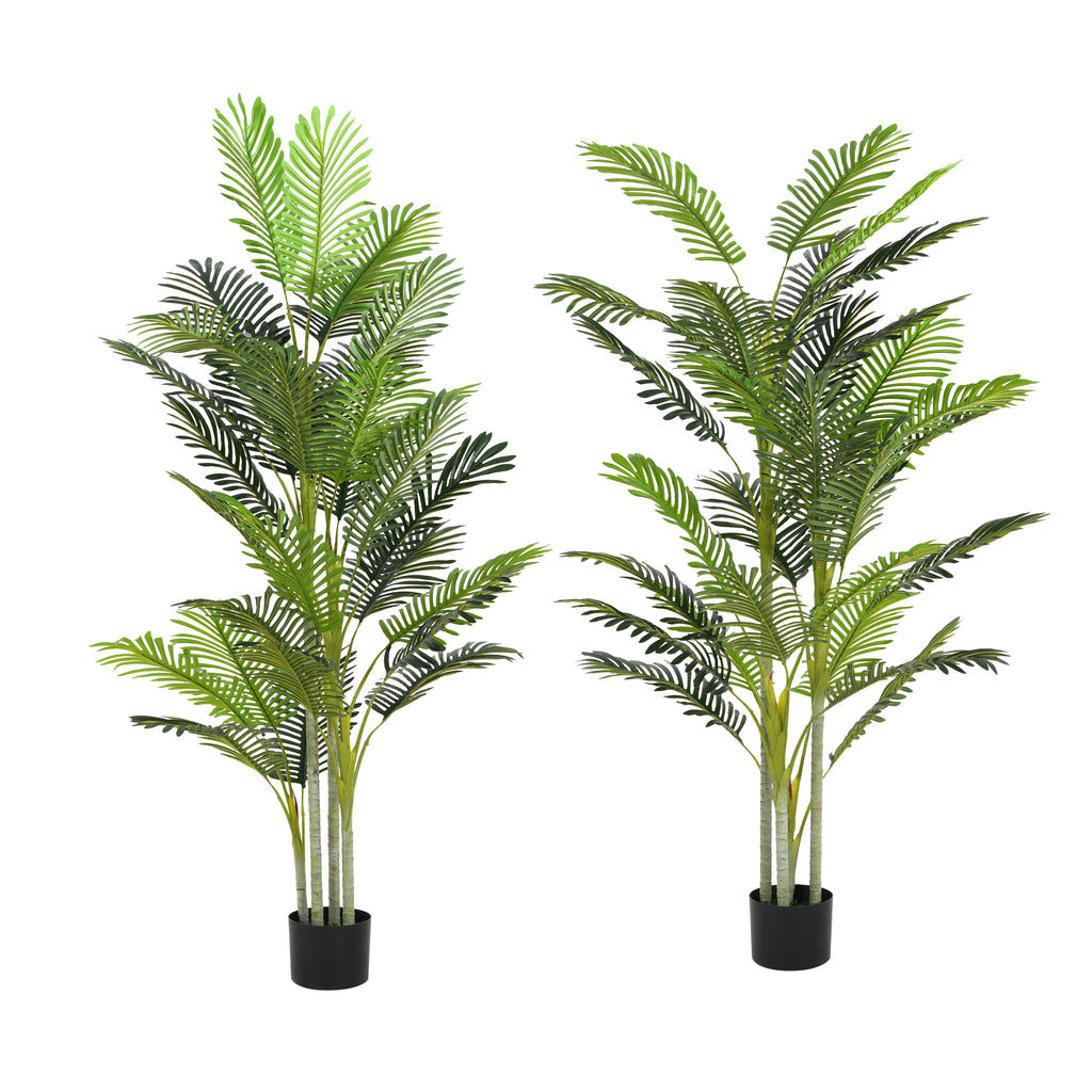 78.5' Artificial Palm Tree with Black Plastic Pot, Set of 2