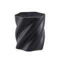 Modern Black Fiberglass Round Side Table with Petal Shape and Root Texture, 19.69'' H Fully Assembled for Living Room Apartment Office