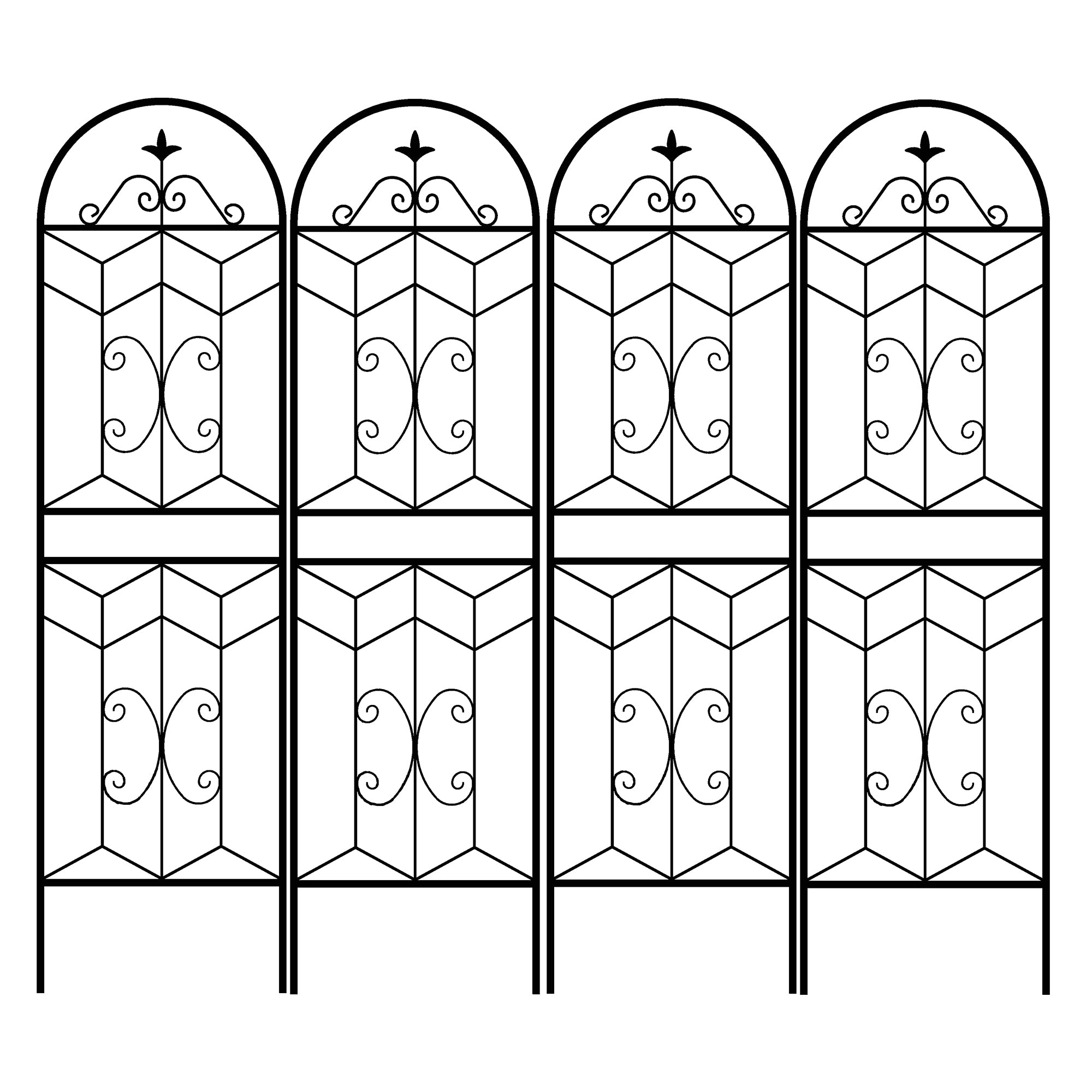 4 Pack Metal Garden Trellis 71' x 19.7' Rustproof Trellis for Climbing Plants Outdoor Flower Support Black Iron