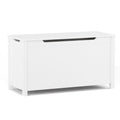 Kids Wooden Toy Box Storage with Safety Hinged Lid in White, MDF Construction for Ages 2+