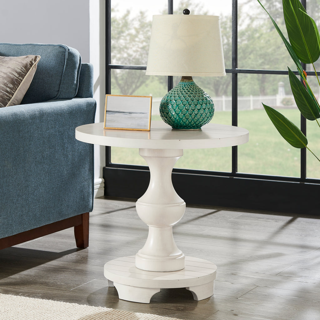 Caesar Traditional Round Pedestal End Table