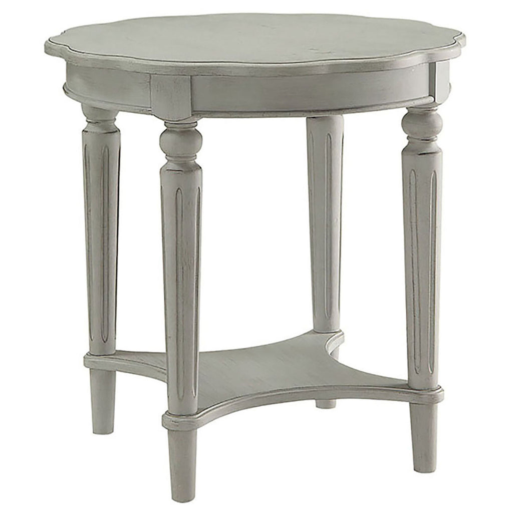 Antique Slate End Table with Bottom Shelf