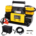 12V Dual Cylinder Heavy Duty Air Compressor,Tire Inflator with Pressure Gauge, Max 150 PSI,Tire Inflator Air Pump for Car, SUV, RV, Truck