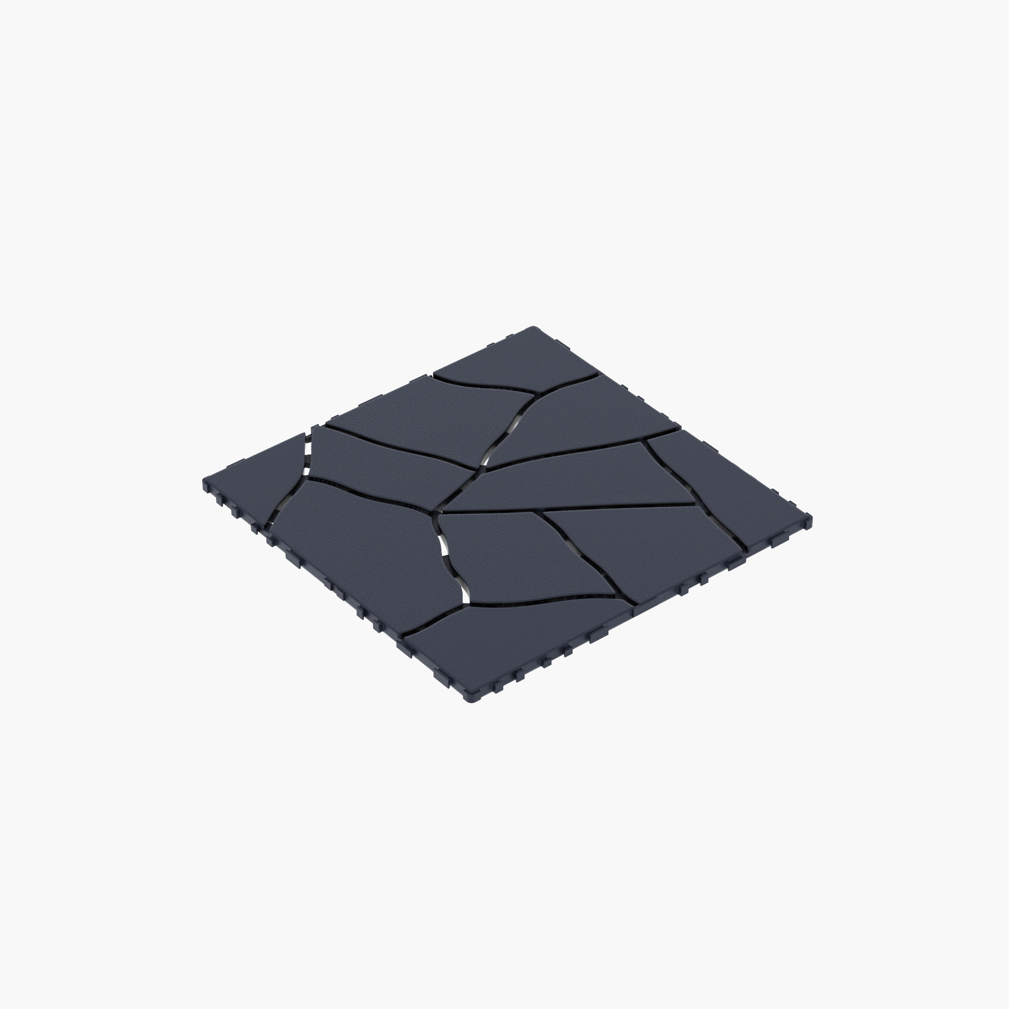 Stone Style 12' Patio Deck Tiles, DIY Interlocking Floor Tiles in Dark Gray, Made of Durable PP Resin Plastic, 44pcs for Porch, Poolside, Balcony, Backyard