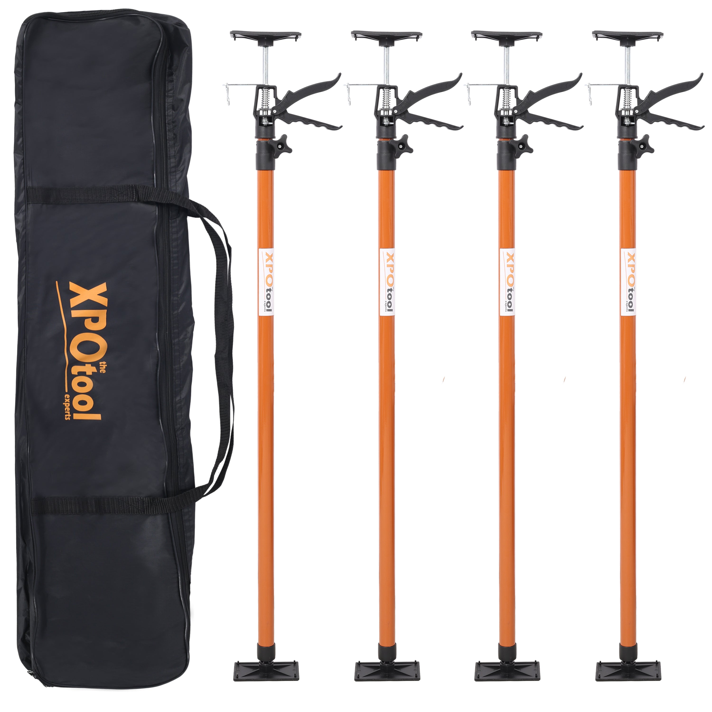 4 Pack Adjustable Support Pole,Steel 3rd Hand Support System,Support Rod for Jacks Cargo Bars Drywalls,Cabinet Jacks for Installing Cabinets,Extends from 45 to 114 Inch ,with carry bag