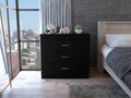 Melia Three Drawer Dresser, Superior Top, Metal Hardware -Black