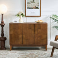 44.3'' Mid Century Modern Buffet Cabinet with Storage, Farmhouse Sideboard with Vertical-stripe Patchwork Design & Adjustable Shelves, TV Stand for Living Room Kitchen Dining Room Entryway, Walnut