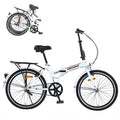 24 Inch Folding Bike for Adults with  Fenders, Steel Frame Single Speed City Commuter, Dual V-Brake Portable Compact Bicycle for Men & Women