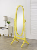 Traditional Queen Anna Style Wood Floor Cheval Mirror, Yellow Finish