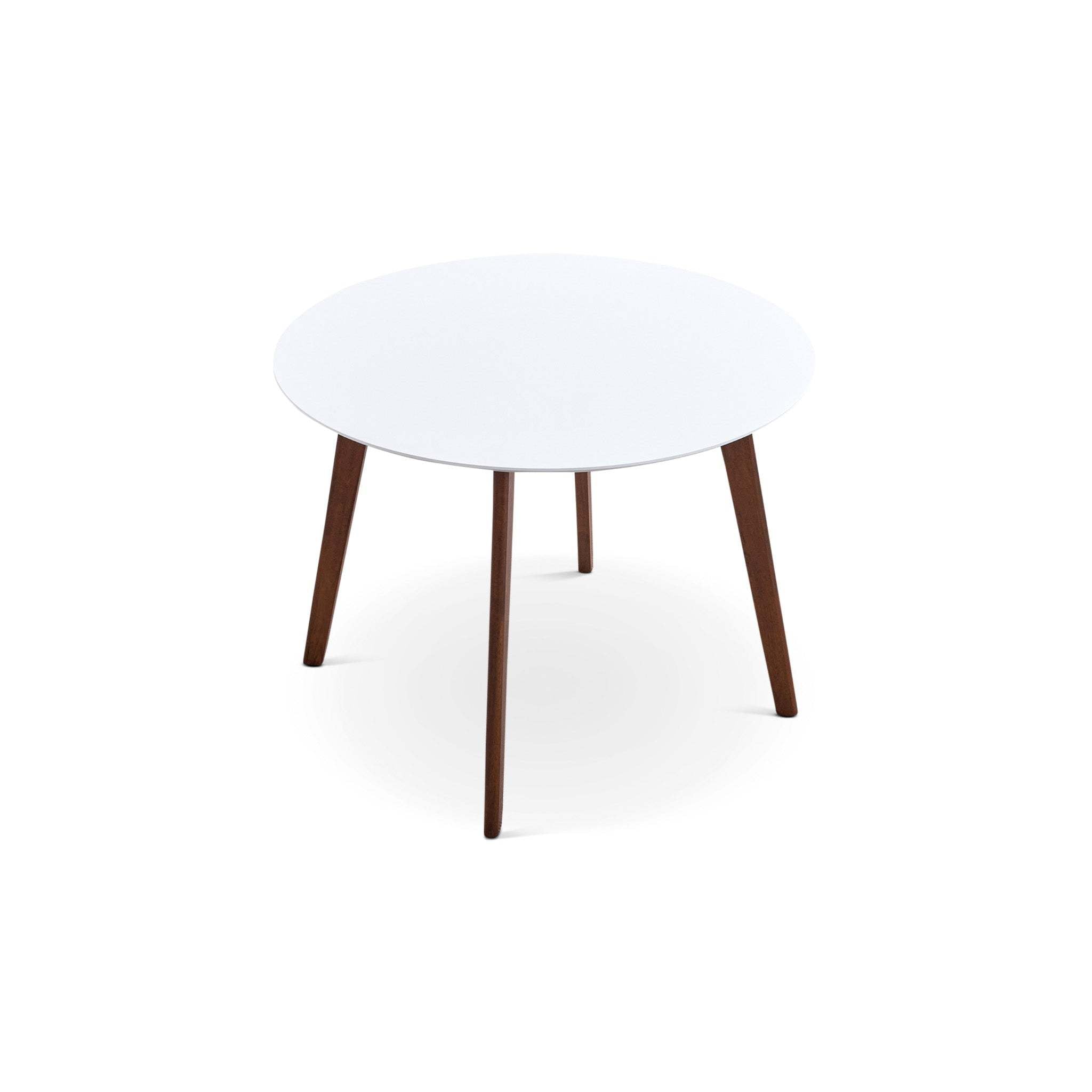 Minimalist Mid Century Modern White Top Dining Table with Solid Wood Legs and MDF Tabletop 39.4' for Kitchen, Dining Room, Dinette, Breakfast