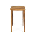 40' Outdoor Minimalist Acacia Wood Square Bar Table, Teak Finish