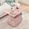 High-Gloss Lacquered Adjustable Height Rolling End Table with Charging Station&Universal Wheels with Brakes, Multi-functional Lift Top Table with Storage Drawers for Living Room Bedroom