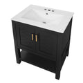 Modern Bathroom Vanity with Elegant Twill Design, Black Ceramic Sink, Adjustable Shelf, 24' Size