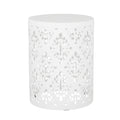 Outdoor Metal End Table - Modern Design, Durable Iron Frame, White, 13.78 x 13.78 x 17.91 inches