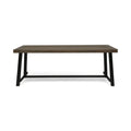 Modern Industrial Outdoor Acacia Wood Dining Table with Grey/Rustic Metal Frame