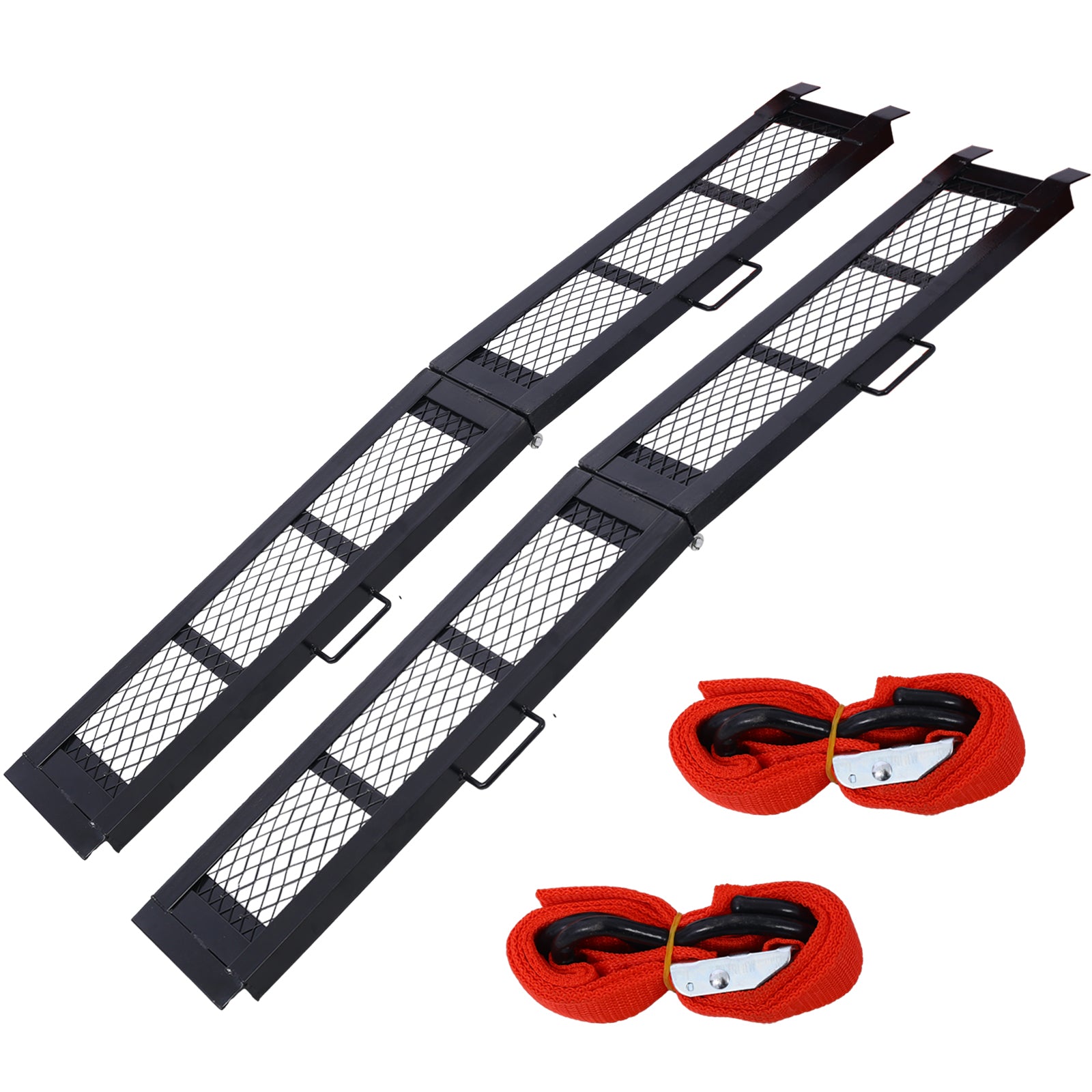 80' Steel Loading Ramp, 800LBS Capacity, Portable Motorcycle Ramp, Folding ATV Ramp for Pick up Truck, Black, Pack of PAIR