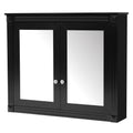 Modern Wall-Mounted Medicine Cabinet 36'' x 28'' with 2 Mirrors and Adjustable Shelves, Black Finish, Solid Wood and MDF Construction