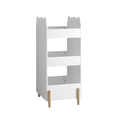 Bear-Shaped Kids Bookshelf with Chalkboard Side – White Wooden 3-Tier Storage Organizer for Playroom or Bedroom – MDF