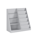 Kids Bookshelf and Toy Storage Organizer, 4-Tier Wooden Bookcase with Display Stand in Gray MDF for Nursery, Playroom, or Children's Room