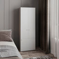 Home 3 Door Closet System with Hanging Rod for clothes and interior Shelves, Manufactured Wood Freestanding Bedroom Storage, Utility Room or Laundry Room Furniture, White
