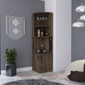 Dark Brown 8-Bottle 2-Shelf Bar Cabinet