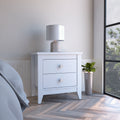 Amara Nightstand , End Table, Side Table Two Shelves, Four Legs -White