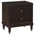 Niguel Brown 2-Drawer Nightstand with Felt-Lined Top Drawer, Rich Brown Wood Finish, Solid Wood and MDF Construction, 27H x 26W x 18D