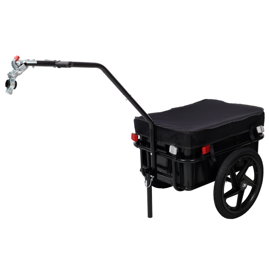 Bike Cargo Trailer with Support Bar, 600D PVC Waterproof Cover, Removable Box, Utility Bike Wagon Trailer for Shopping Camping and Outdoor Activities