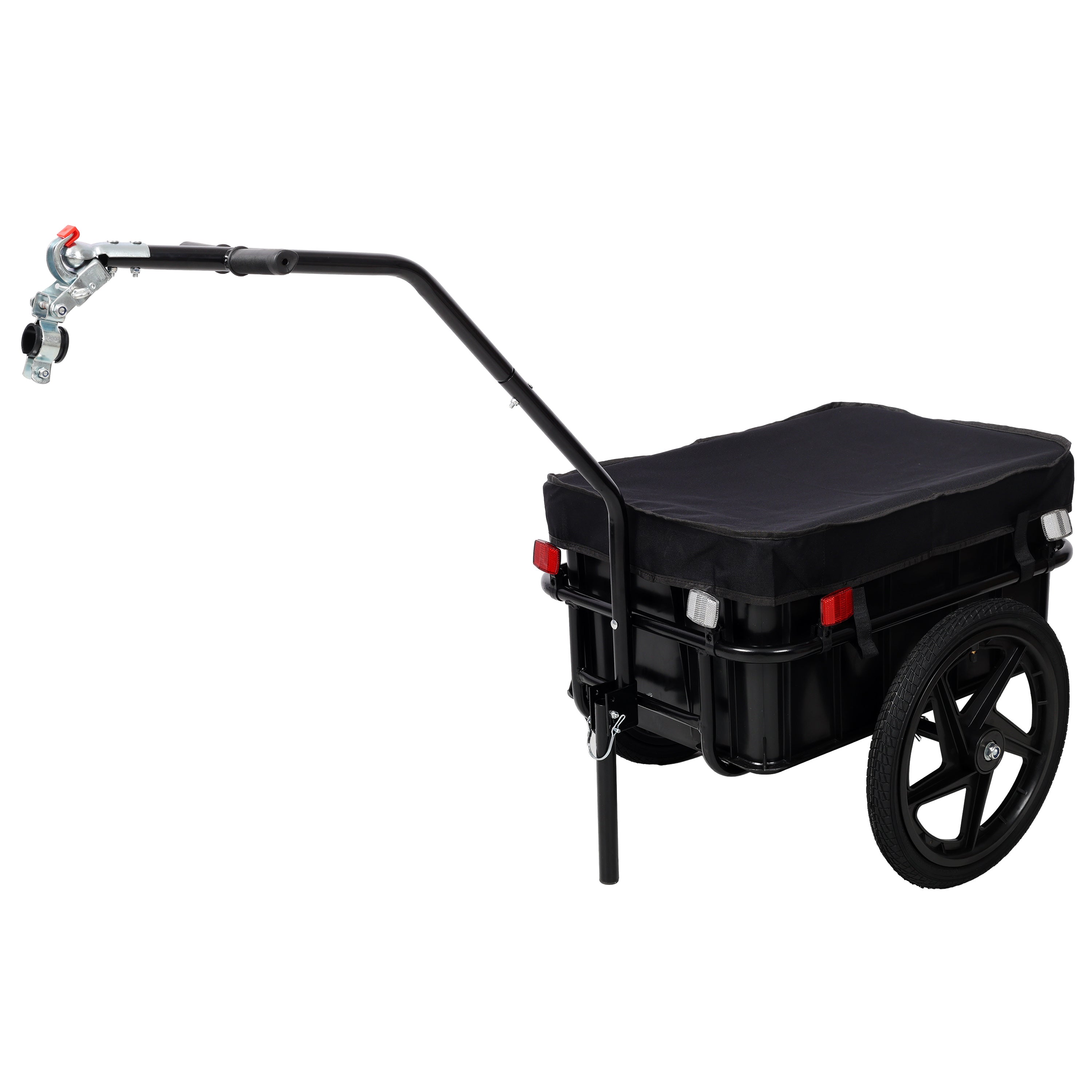 Bike Cargo Trailer with Support Bar, 600D PVC Waterproof Cover, Removable Box, Utility Bike Wagon Trailer for Shopping Camping and Outdoor Activities