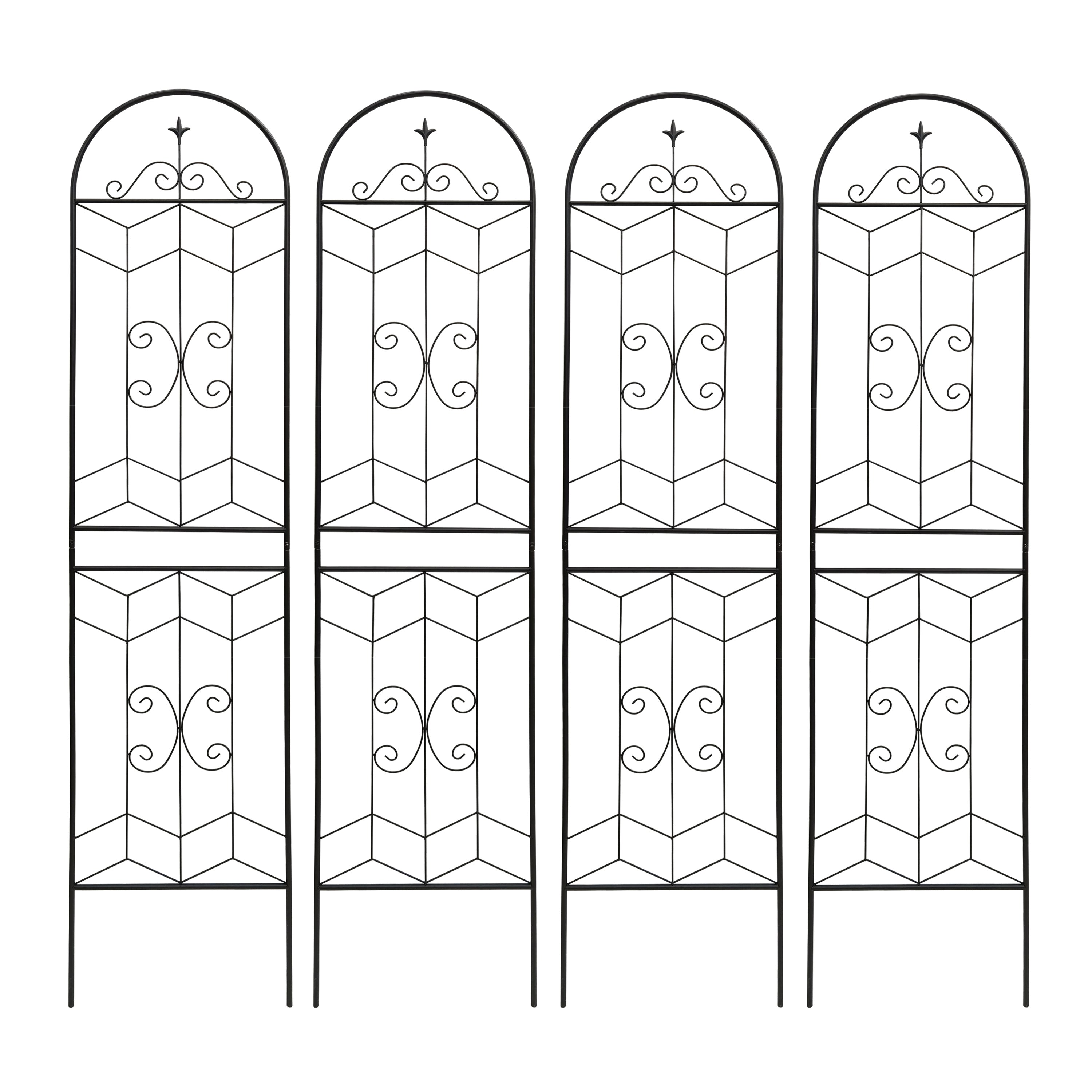 4 Pack Metal Garden Trellis 86.7' x 19.7' Rustproof Trellis for Climbing Plants Outdoor Flower Support Black Iron