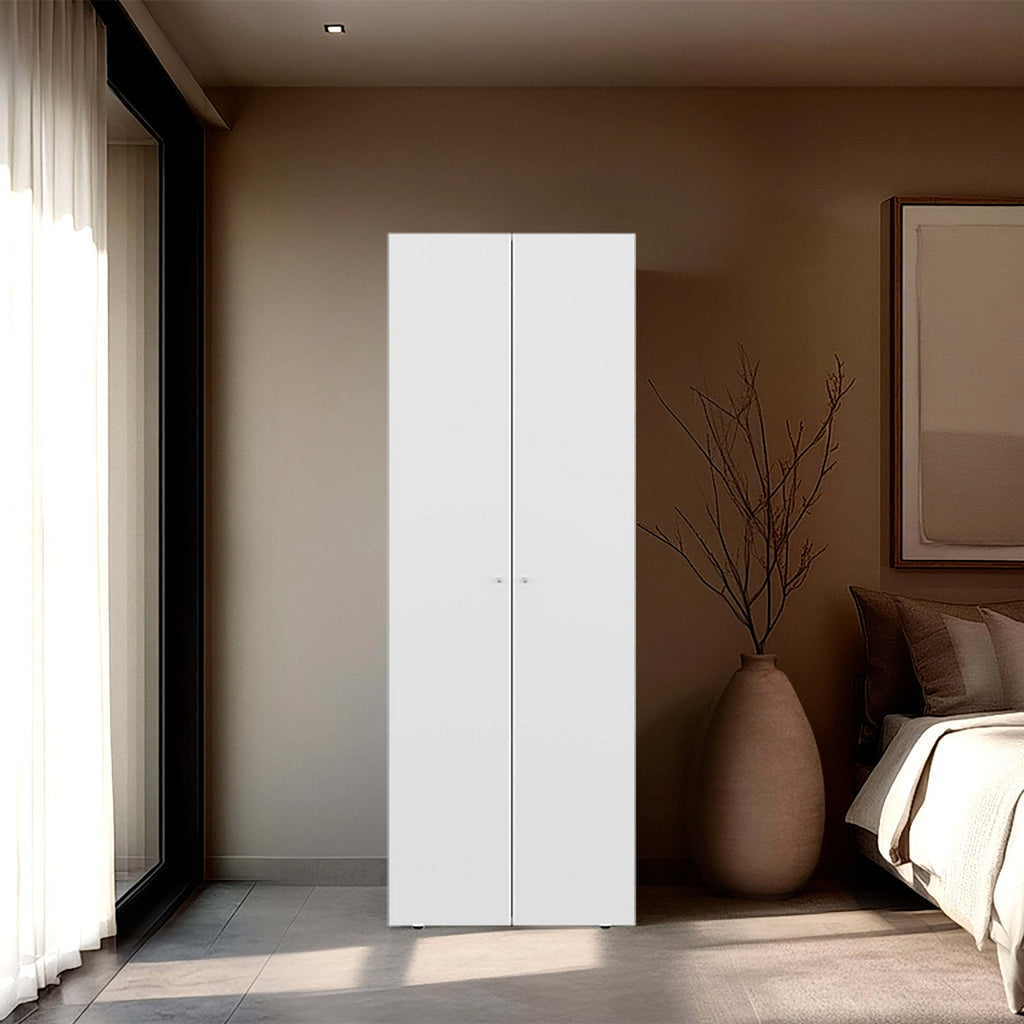 White 2-Door Tall Wardrobe Cabinet