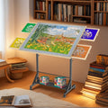 Wooden 1500 Piece Puzzle Table with Drawer, 35'*27.17' Adjustable Puzzle Table, 360° Tilting Puzzle Table with Legs and Wheels, Adjustable Height and Angle, with Protective Cover