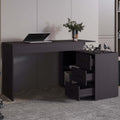 Wenge L-Shaped Desk with 3 Drawers and Storage Space