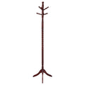 Merlot Coat Rack with Twisted Post - Traditional Wooden Entryway Organizer with 6 Hooks, Brown Finish, 71.5in H x 19.5in W x 19.5in D