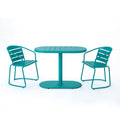 3- Piece Elegant Outdoor Bistro Set with 2 Chairs and Oval Table, Teal
