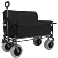 Folding Wagon with Bench Seat & 500 lbs Capacity-3-in-1 Collapsible Utility Cart with All-Terrain Beach Tires for Camping, Beach, Groceries, Outdoor, Black