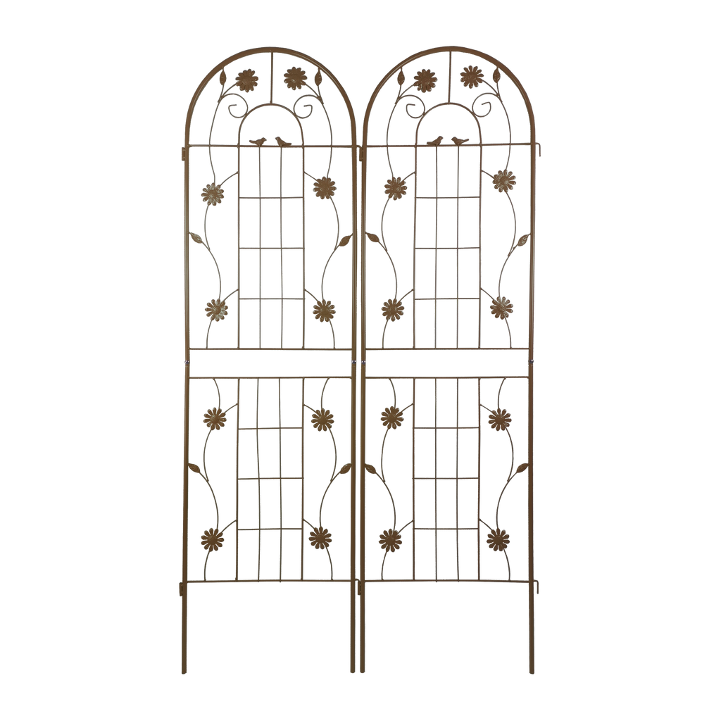 2 Pack Metal Garden Trellis 71' x 19.7' Rustproof Trellis for Climbing Plants Outdoor Flower Support Brown