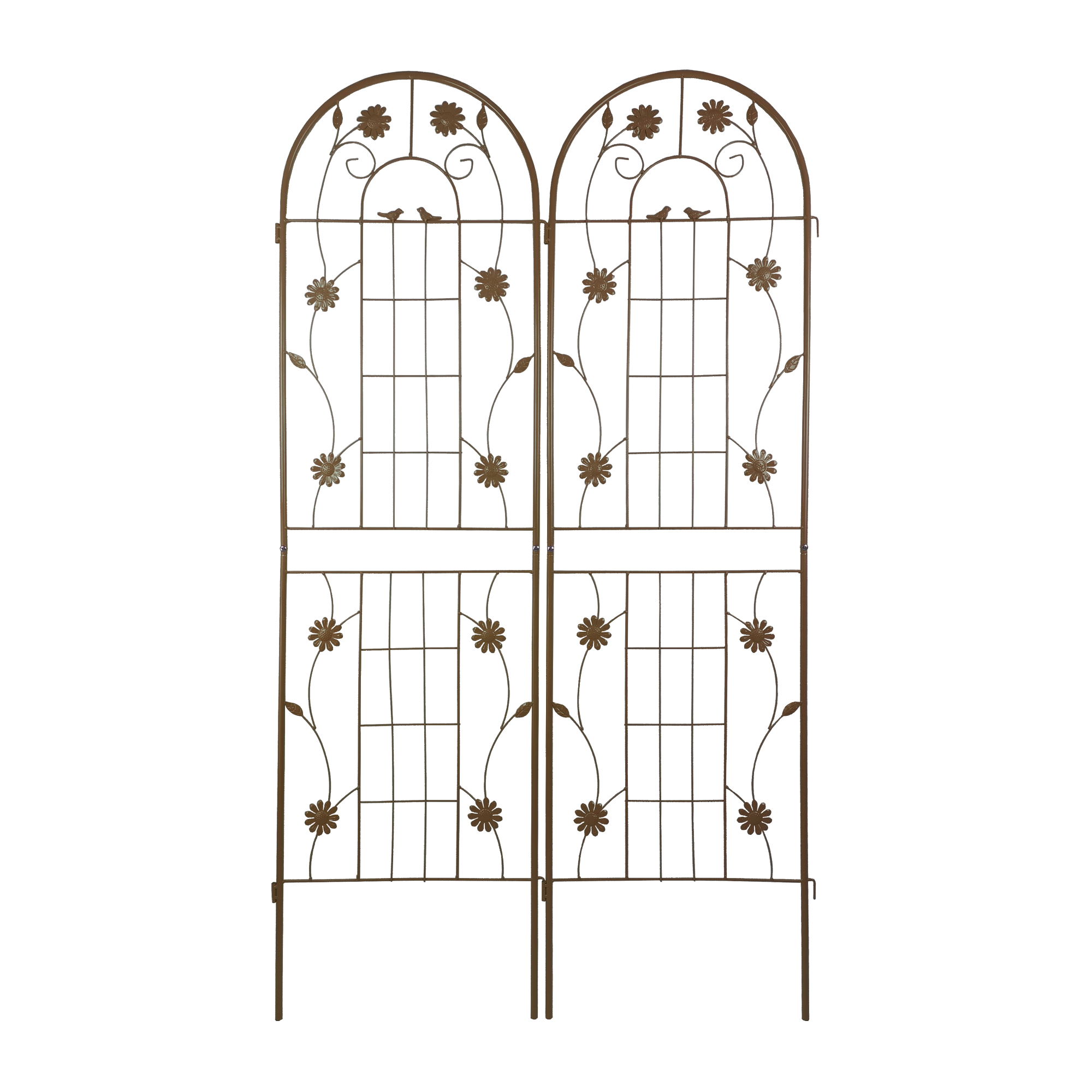 2 Pack Metal Garden Trellis 71' x 19.7' Rustproof Trellis for Climbing Plants Outdoor Flower Support Brown