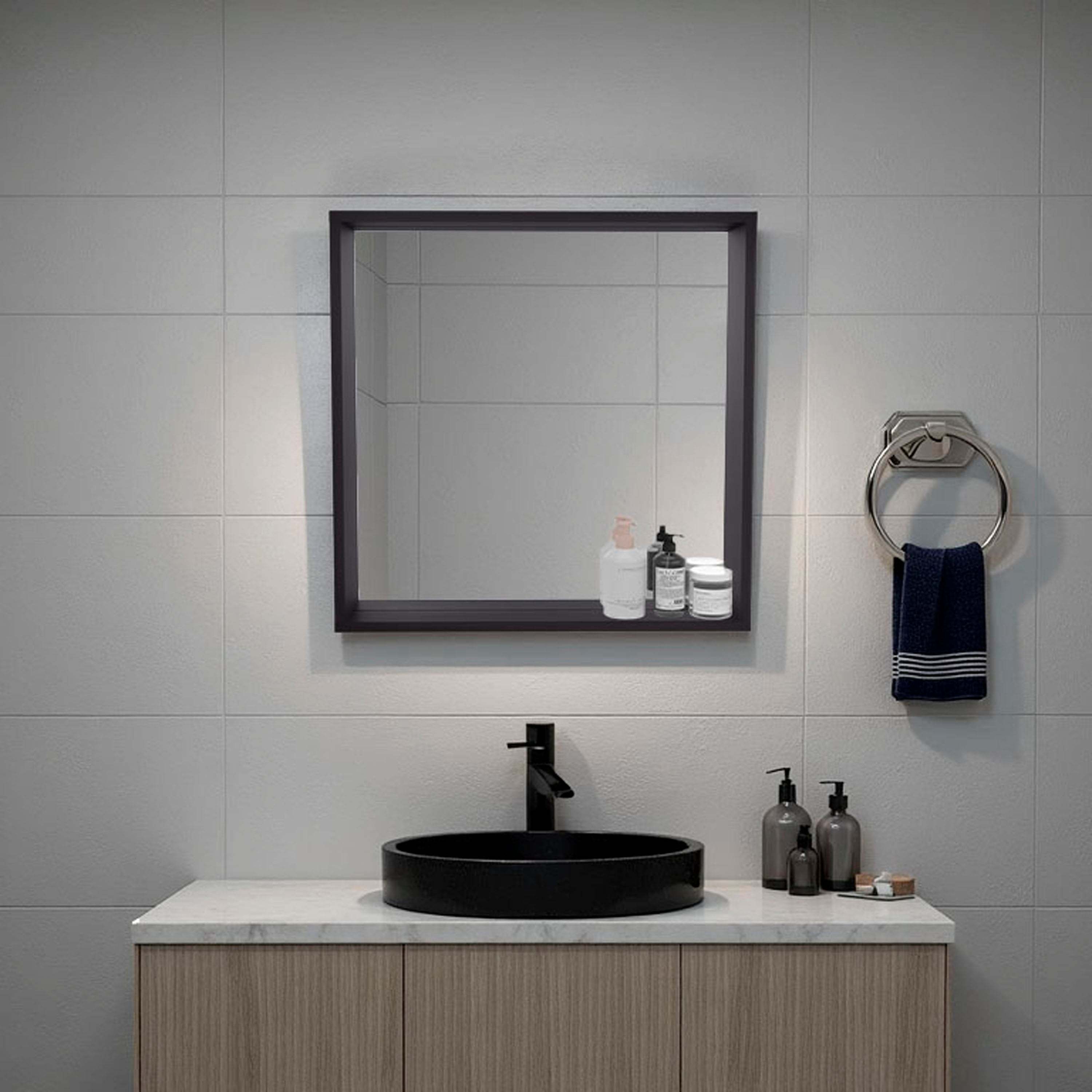 Wenge Wall Mounted Bathroom Mirror Cabinet with Storage