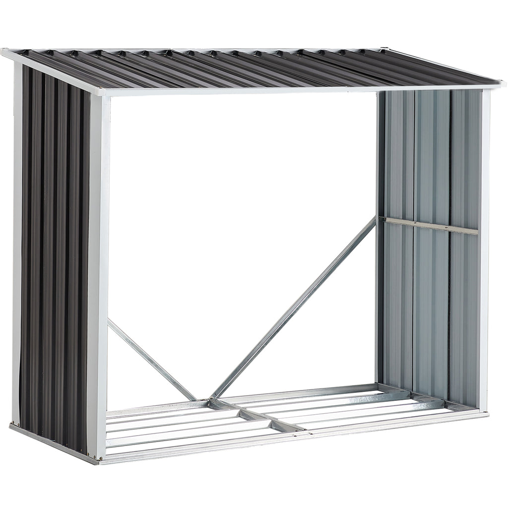 Log Storage Shed, Log Holder with Roof, Log Storage Shed, Firewood Rack for Backyard Garden Patio Porch, Anthracite Galvanized Steel 70.9'